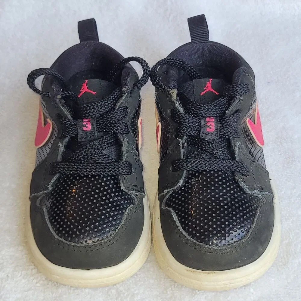 Nike Kids Air Jordan 1 Low Sz 6C Black Pink Toddler Good Used Cond 554721-008